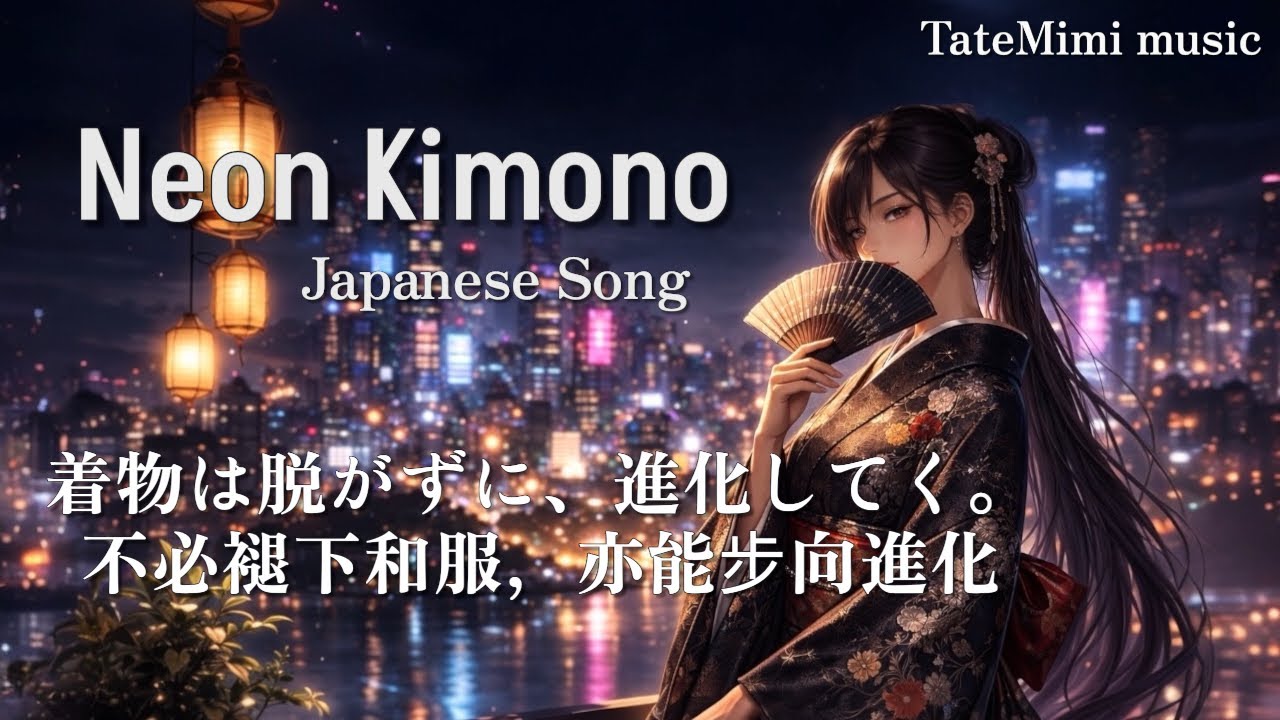 🎧J-Pop 《Neon Kimono 霓裳和服》着物は脱がずに、進化してく。 不必褪下和服，亦能步向進化｜日本語の曲 TateMimi music
