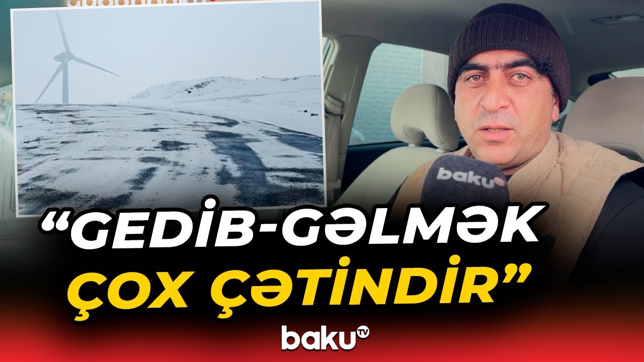 Qobustanda yol problemi | Dağ kəndləri istiqamətində avtomobil yolları buz bağlayıb - Baku TV