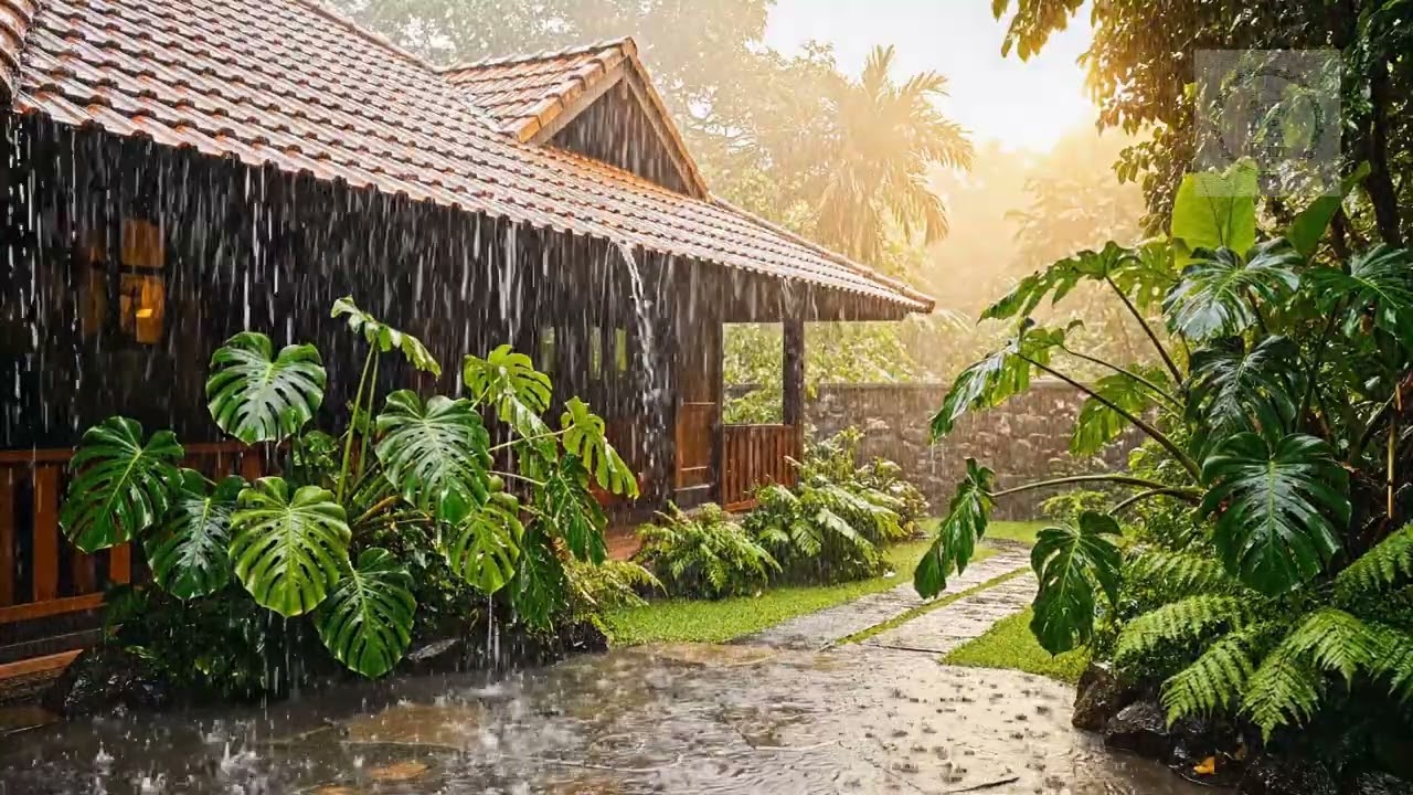 Cozy Rain Ambience Modern House Lush Garden Focus Worry Free I ASMR RAIN