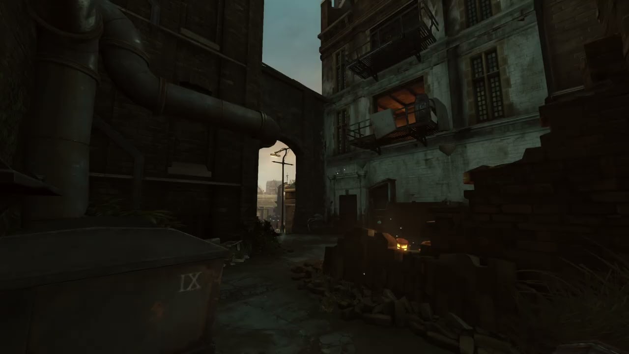 Hidden Alleyway to the Riverfront Ambience | Warm Window Light & Machinery Hum | Dishonored Ambience