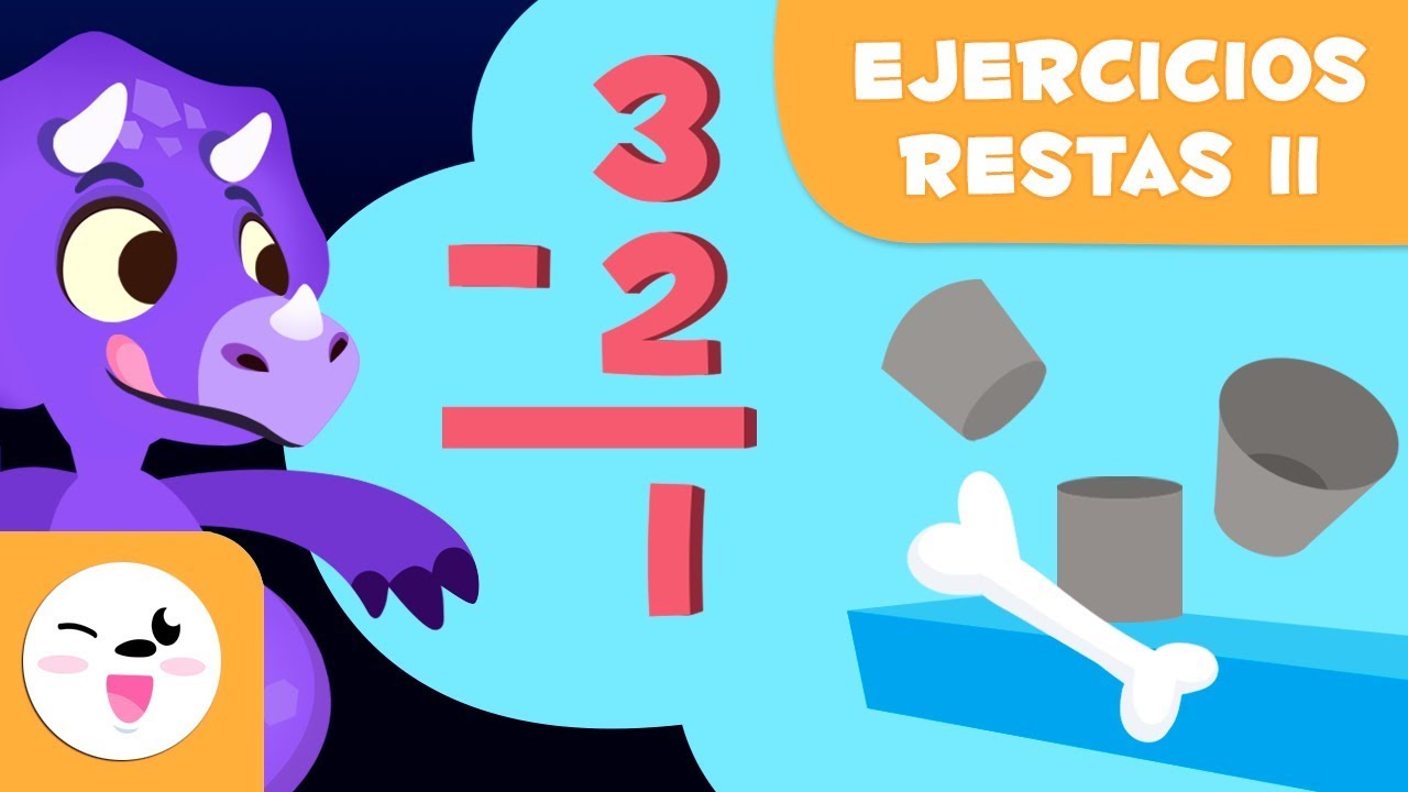 Ejercicios de Restas - Aprende a restar con Dinosaurios - Matem&aacute;ticas para ni&ntilde;os