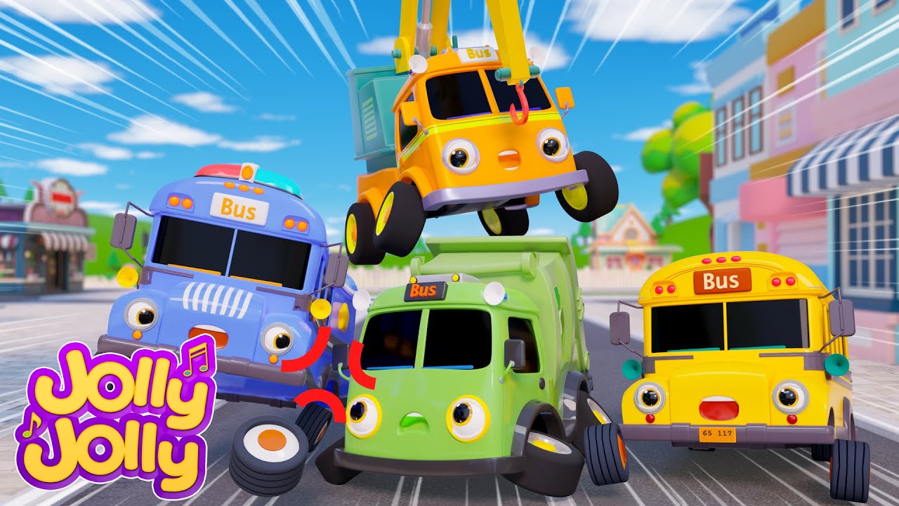 Изучите транспортные средства: колеса в автобусе и многое другое | Jolly Jolly - Детские песни