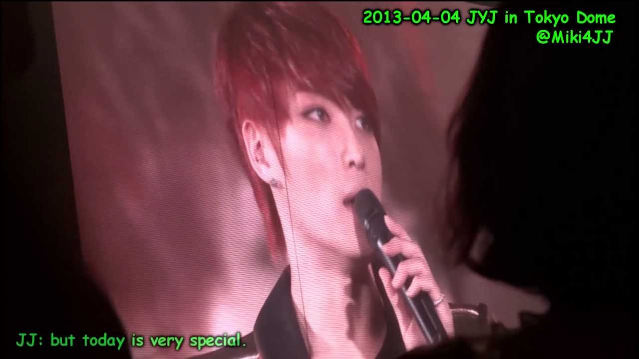 130404 JYJ in Tokyo Dome - Opening Ment ~ JJ & YC Cute Moment (with Eng Sub)