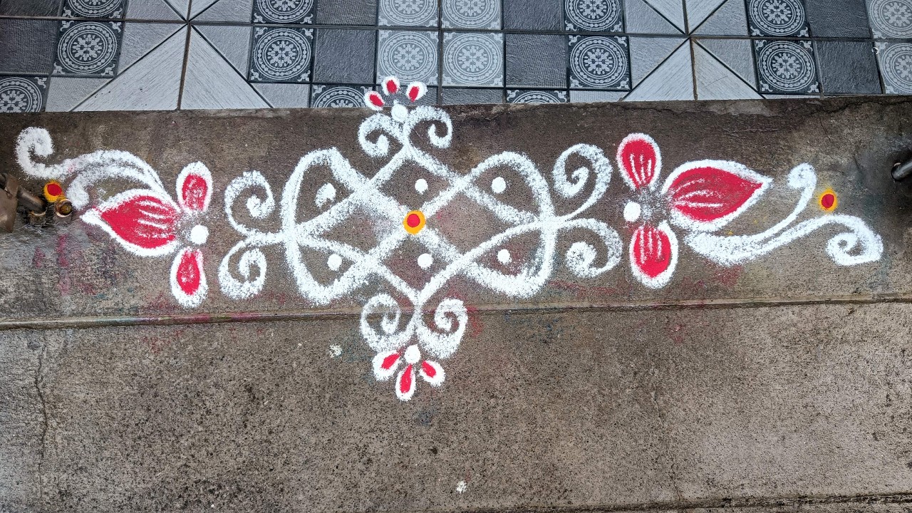 Panguni Madham Border Kolam | Kambi Kolam | Easy Border Kolam | S3-153