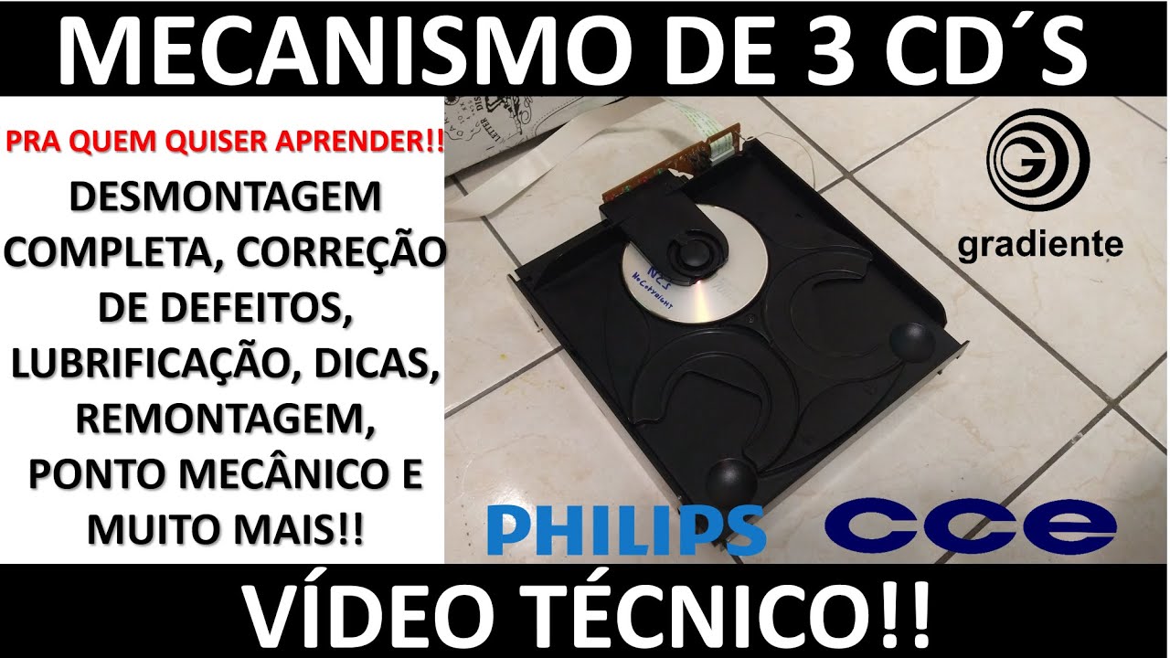 Ponto mecânico dos mecanismos de 3 CD´s Philips, CCE e Gradiente.