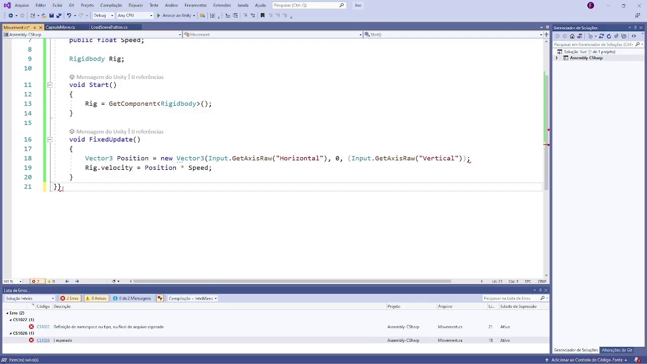 Movimenta&ccedil;&atilde;o do player unity 3D
