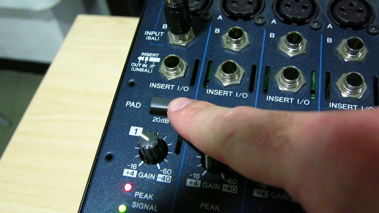 MESA DE MEZCLAS - YAMAHA 01v96 y MG SERIES - PULSA EL ATENUADOR PAD AL CONECTAR LÍNEAS EN JACK o XLR