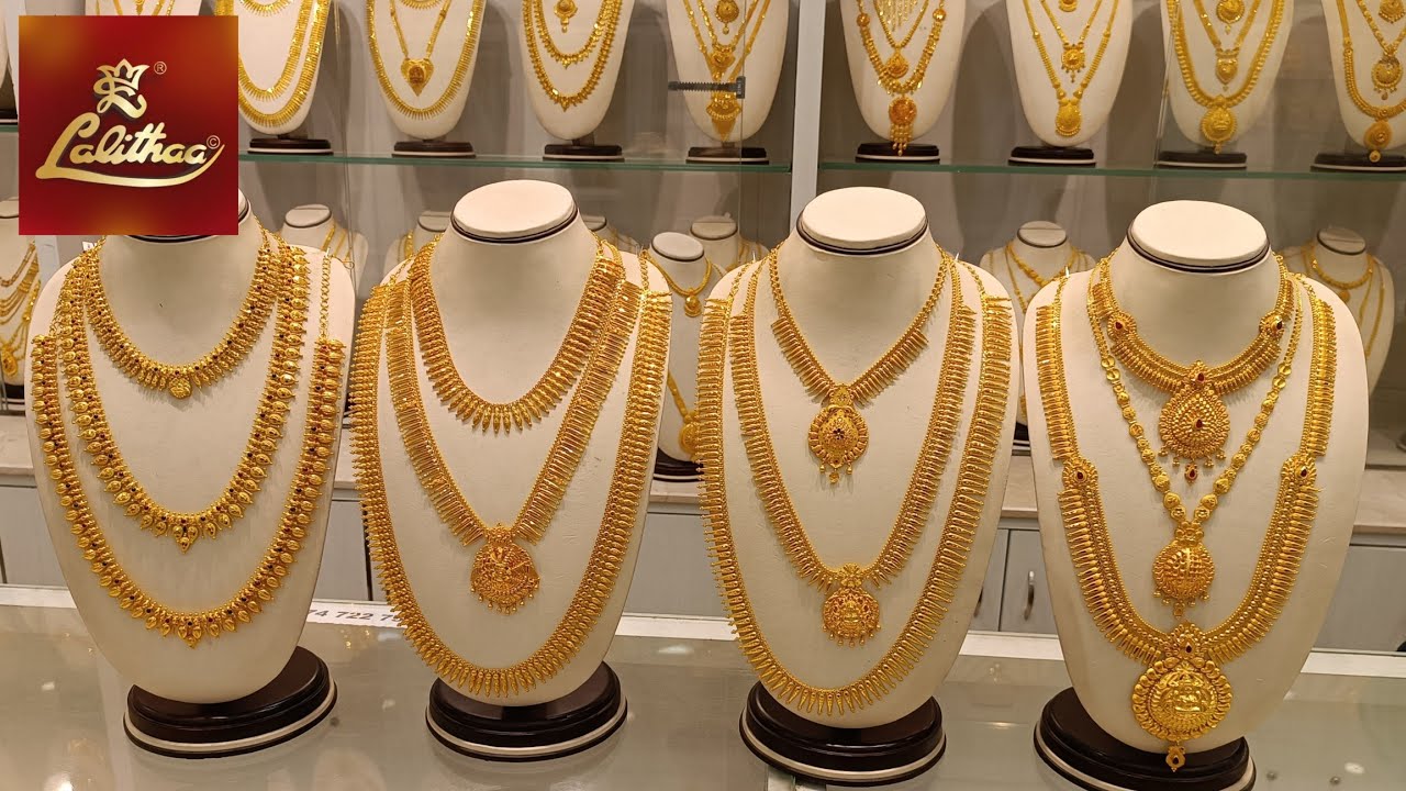 Lalithaa Jewellery Light Weight Haram & Necklace Collections With Grams|Rajkot|Kerala|Bombay|kolkata