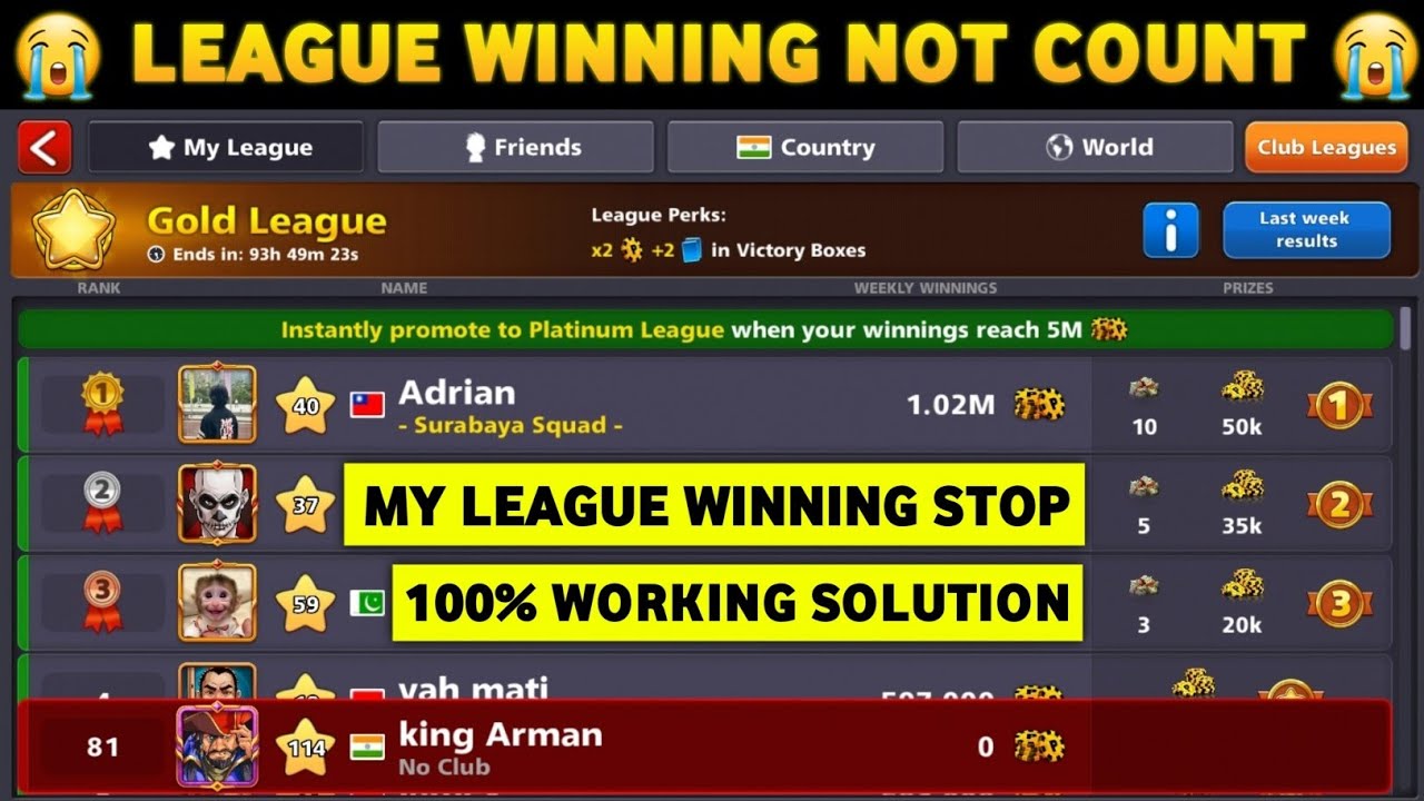 8 Ball Pool - League Winning Not Counting ? 😭 100% Working Solution || - ANKIT XD
