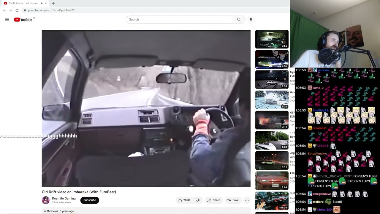 Forsen reacts to Old Drift video on irohazaka (With EuroBeat)