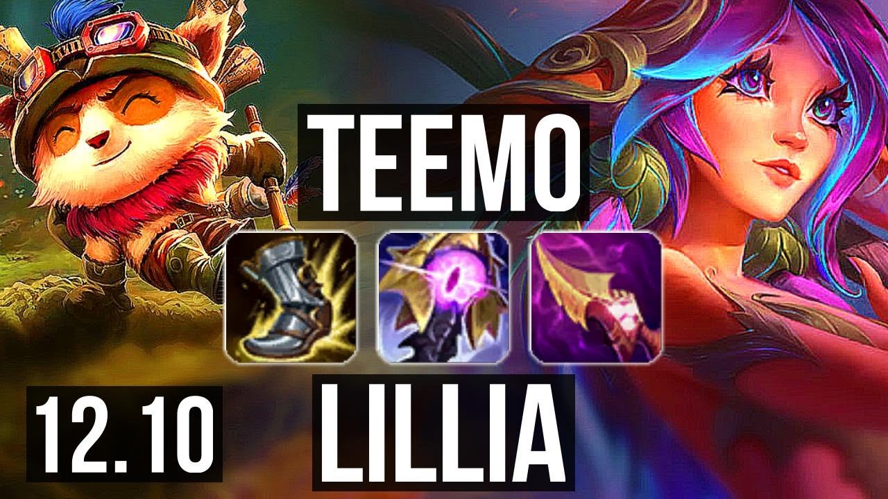TEEMO vs LILLIA (TOP) | Rank 4 Teemo, 5/0/3, 1700+ games, 1.8M mastery | NA Challenger | 12.10