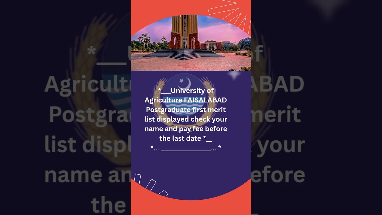 UAF postgraduate admissions update # agriculture # merit list