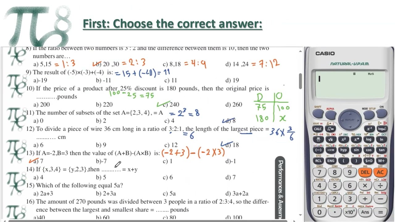 Exercises Pre-Algebra of Numbers and Their Operations Algebra Part 1