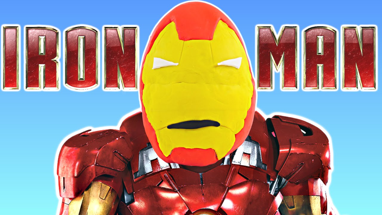 HUGE IRONMAN Surprise Egg Play Doh Superhero ★ Batman Spongebob Big Hero 6 WWE Giant Egg Toys