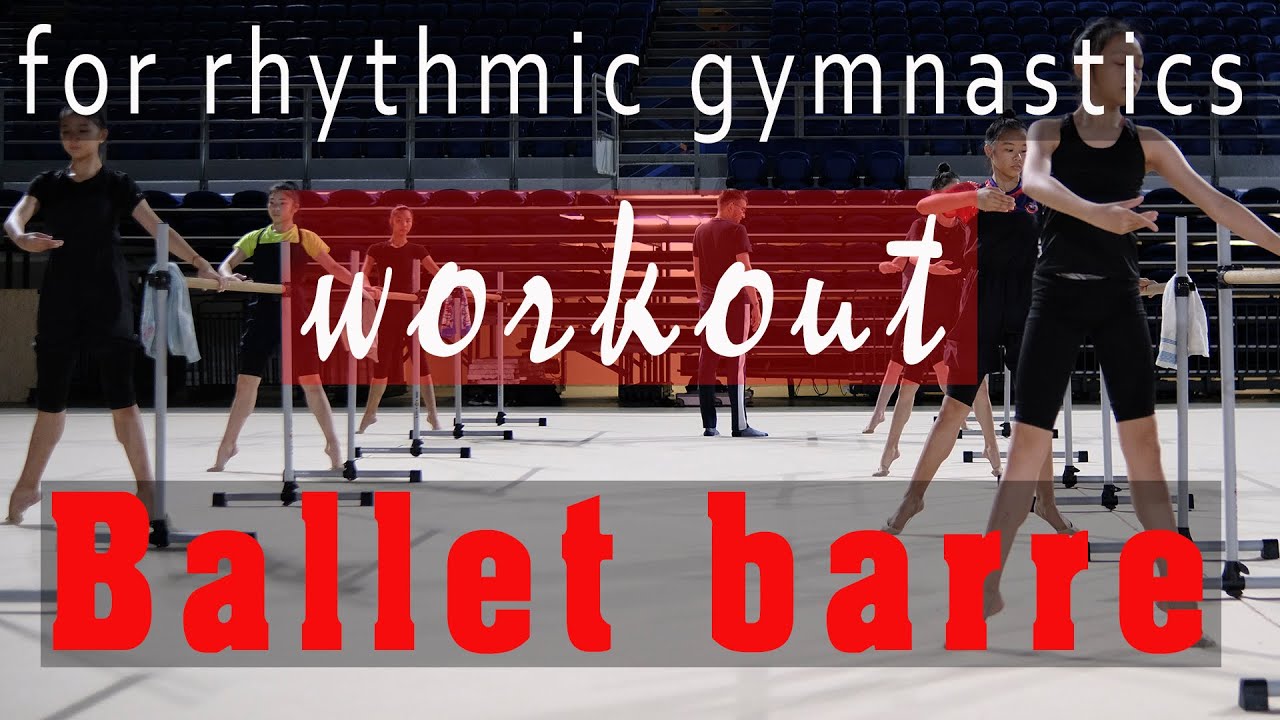 Ballet barre workout for rhythmic gymnastics training.