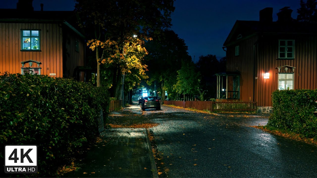 Rainy Evening Walk in Käpylä’s Wooden House District | Cozy Autumn Ambience