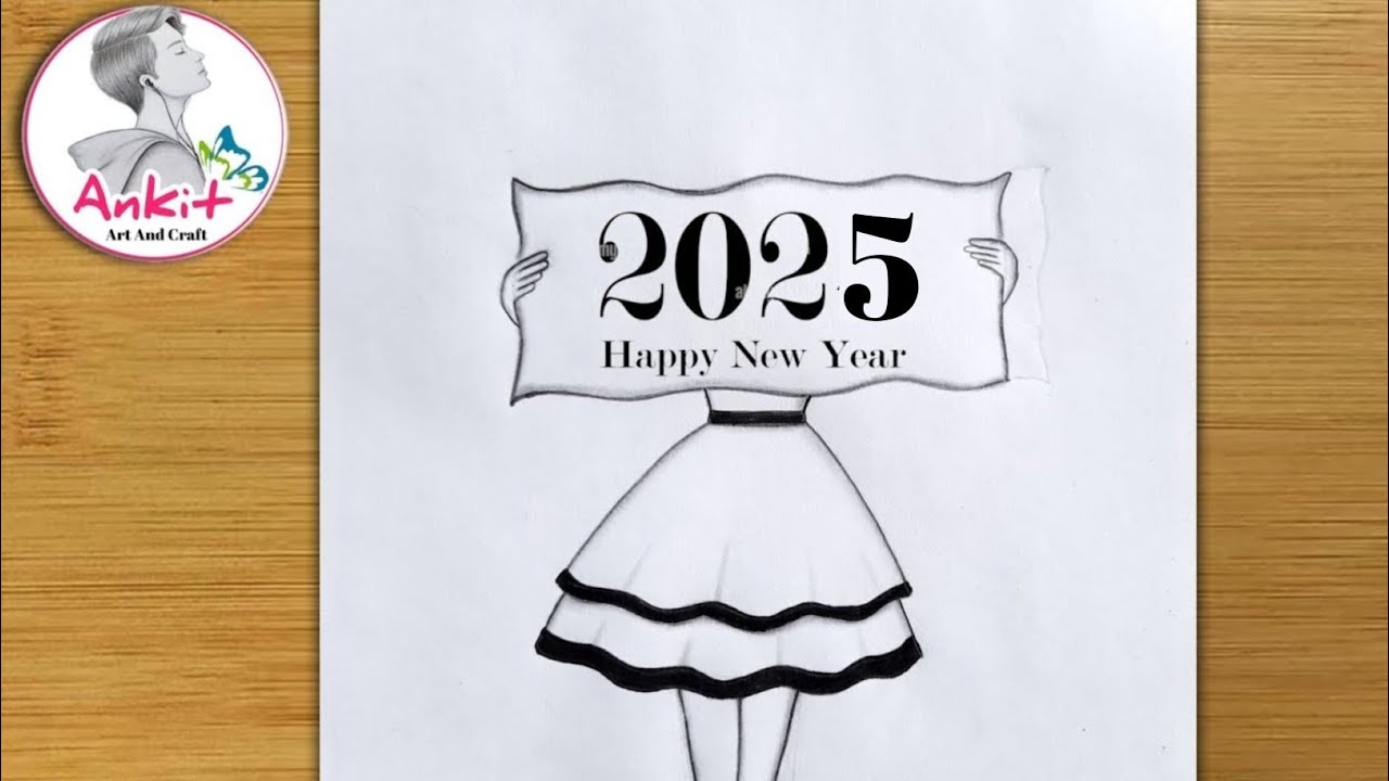 Открытка с Новым годом 2025 / Как сделать новогодние открытки / Простой рисунок для девочки / Нов...