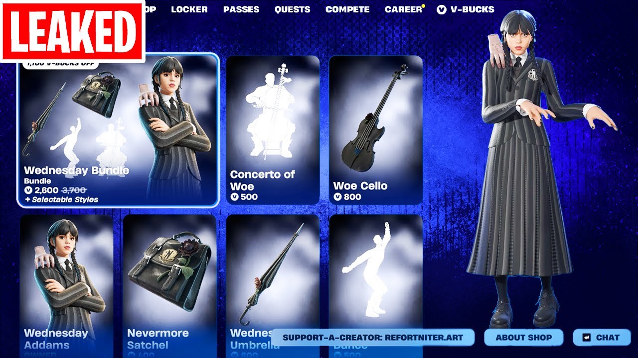 Wednesday Addams Fortnite ITEM SHOP (Skin, Emote & Bundle | Fortnitemares 2025)