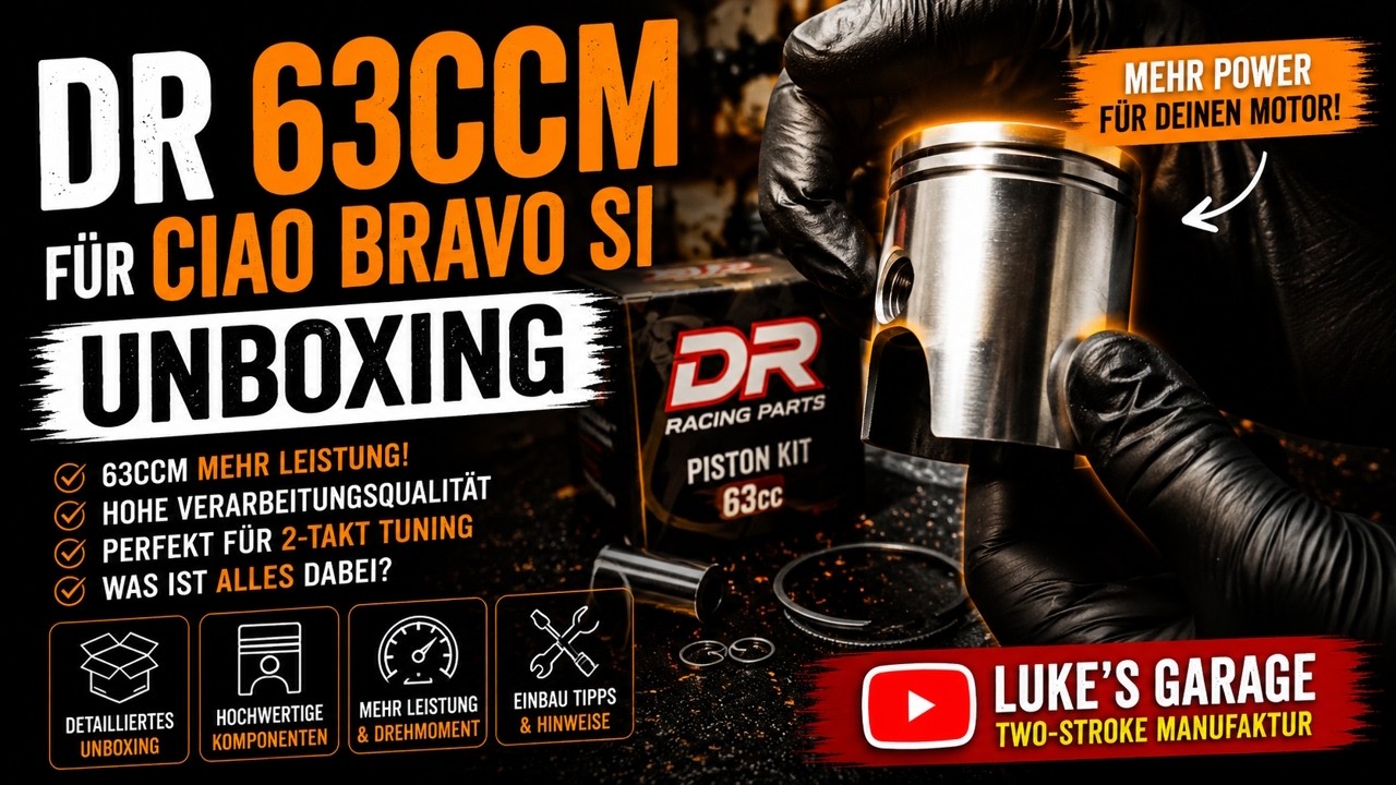 Unboxing DR 63ccm Tuning Zylinderkit für Piaggio Ciao Bravo SI mit kleinen Hinweis