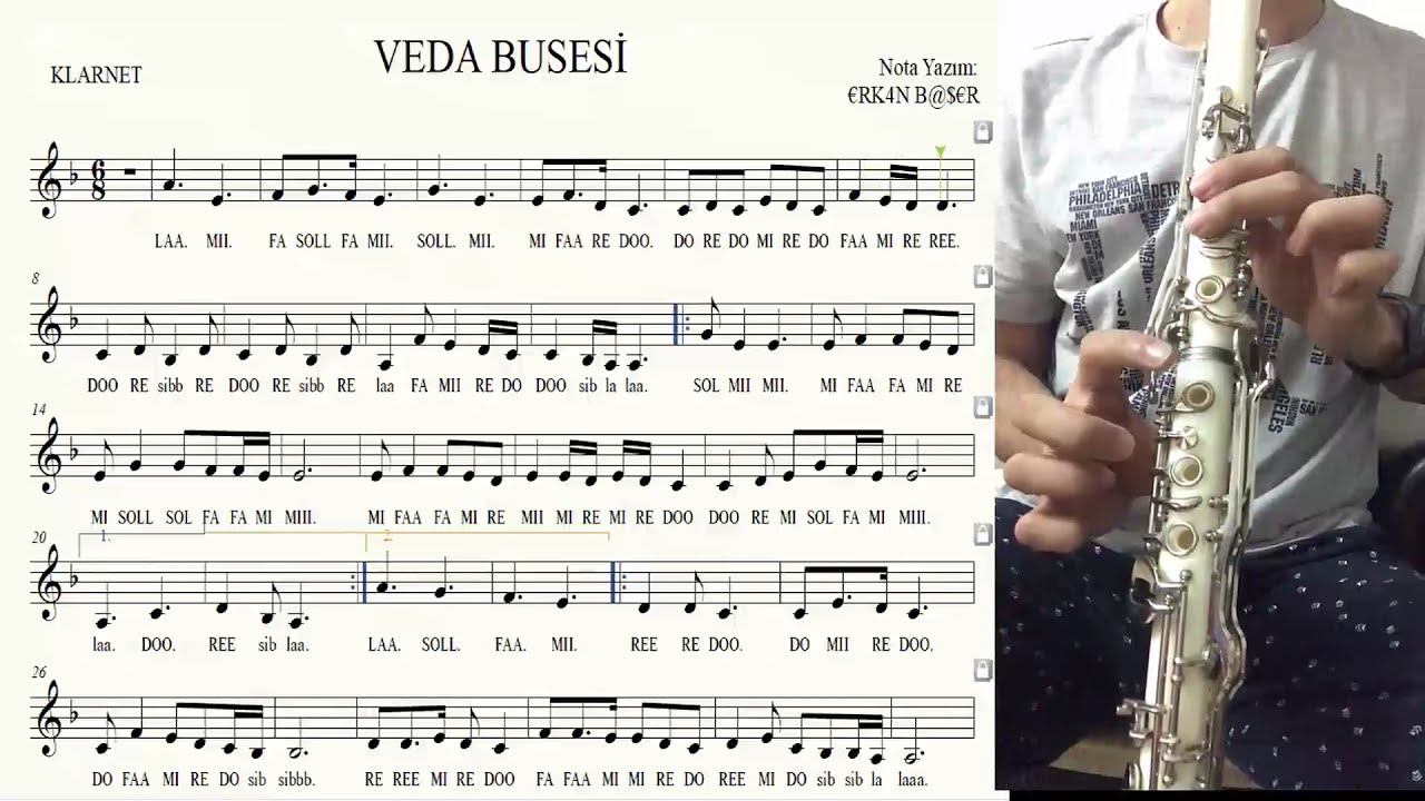 VEDA BUSESİ klarnet NOTALARI eşlikli NOTA TAKİPLİ