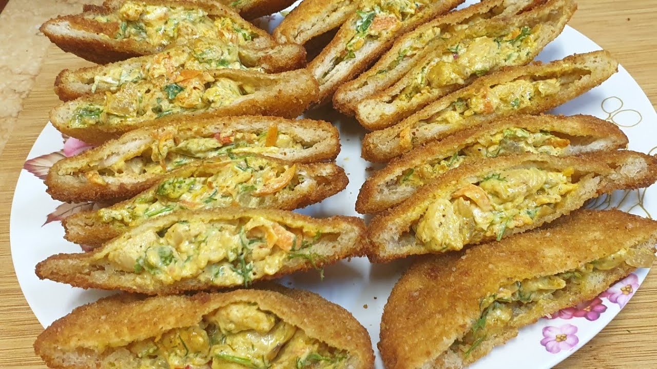 طريقة عمل جيب التاجر بحشوة الدجاج وواحدة توست فقط🥪/من أجمل وألذ المقبلات في رمضان