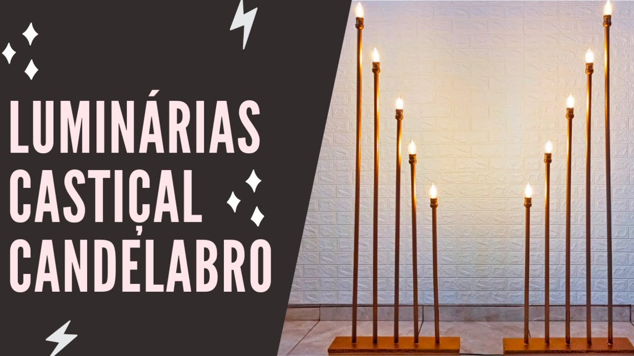 Como Fazer Luminária Castiçal de PVC com lâmpadas filamento Candelabro Castiçais Decoração Festa DIY