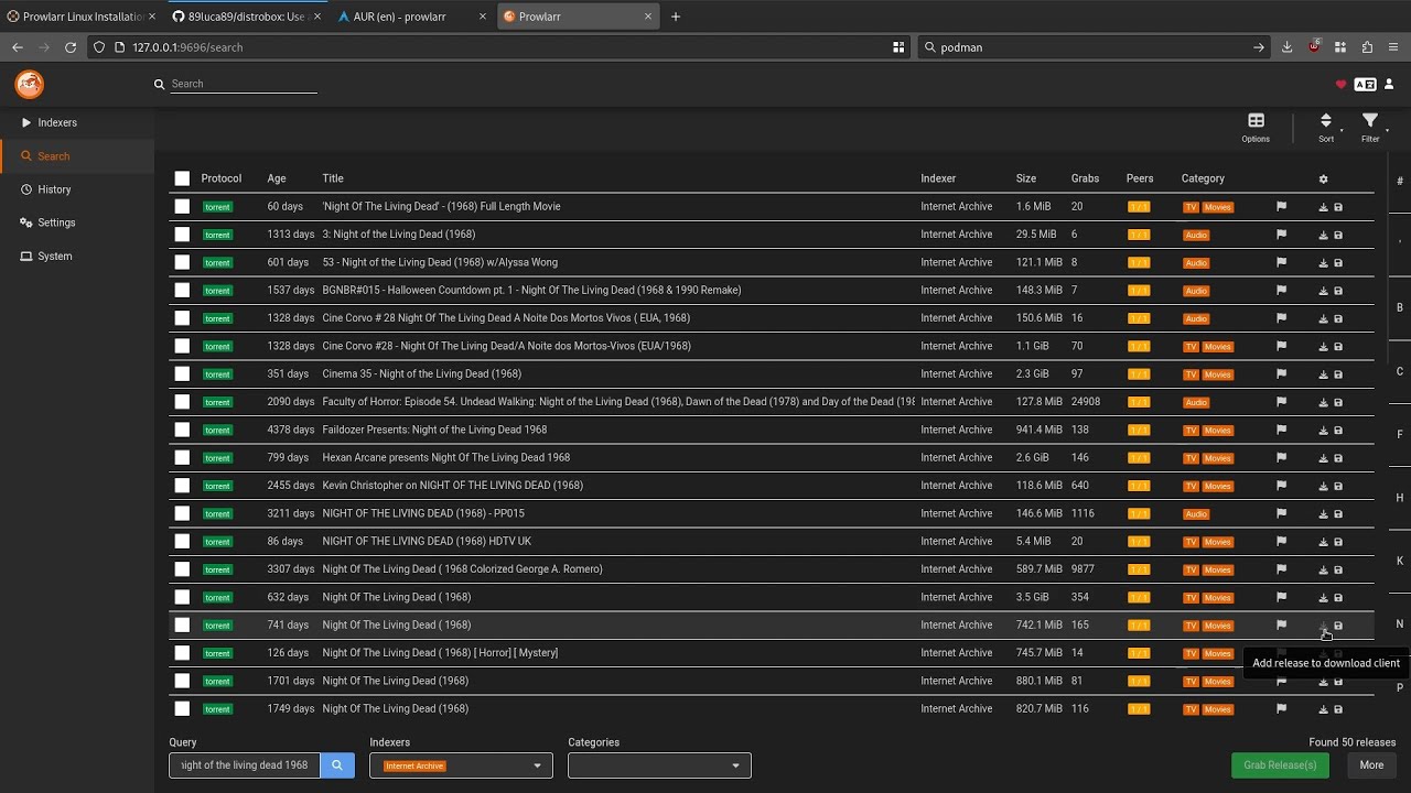 Distrobox install Prowlarr from the Arch Linux Aur