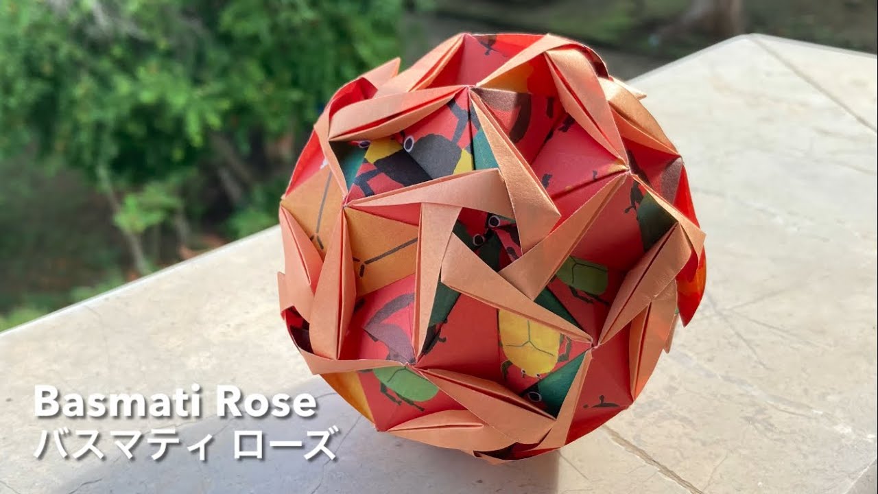 Basmati Rose【バスマティ ローズ】 Kusudama origami・ユニット折り紙 ・くす玉 - PrwOrigami Folding Tutorial