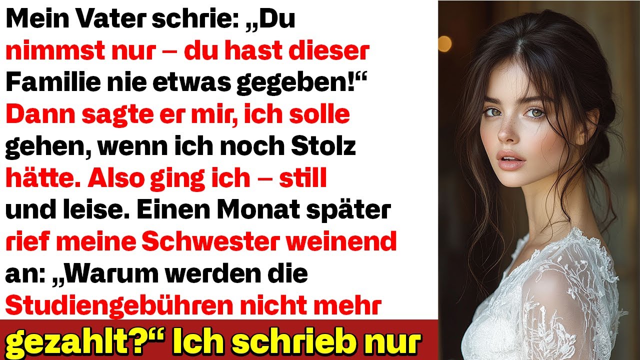 Mein Vater schrie: „Du nimmst nur – du hast dieser Familie nie etwas gegeben!“ Und ich reagierte