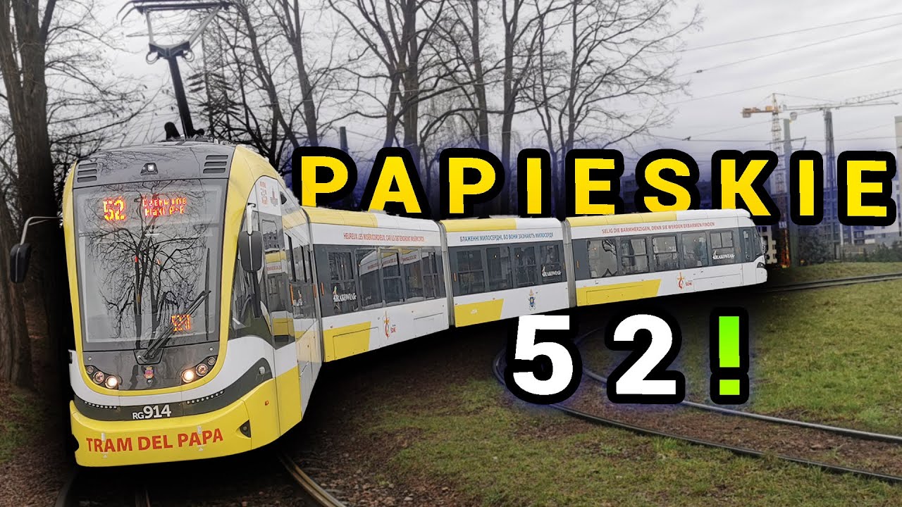 PAPIESKI TRAMWAJ przez cały KRAKÓW - linia tramwajowa nr 52 #krakow #polska #tramwaj #cabview