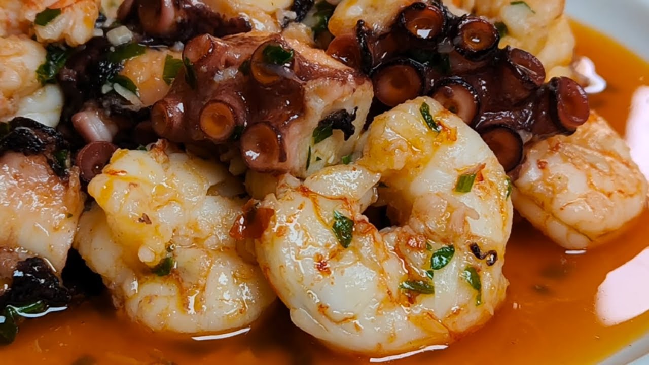 🦐🦐PULPO Y GAMBONES🐙LA RECETA MEJOR GUARDADA DE LA MAYORIA DE LOS RESTAURANTES🐙