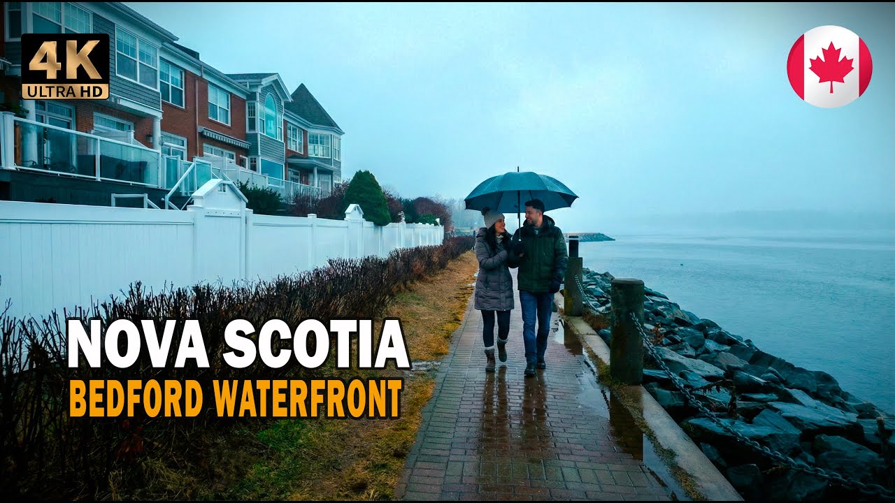 Nova Scotia 4K Walking Tour | Magical Rainy Morning in 2026  🌧️ | Bedford Waterfront, Canada  🇨🇦