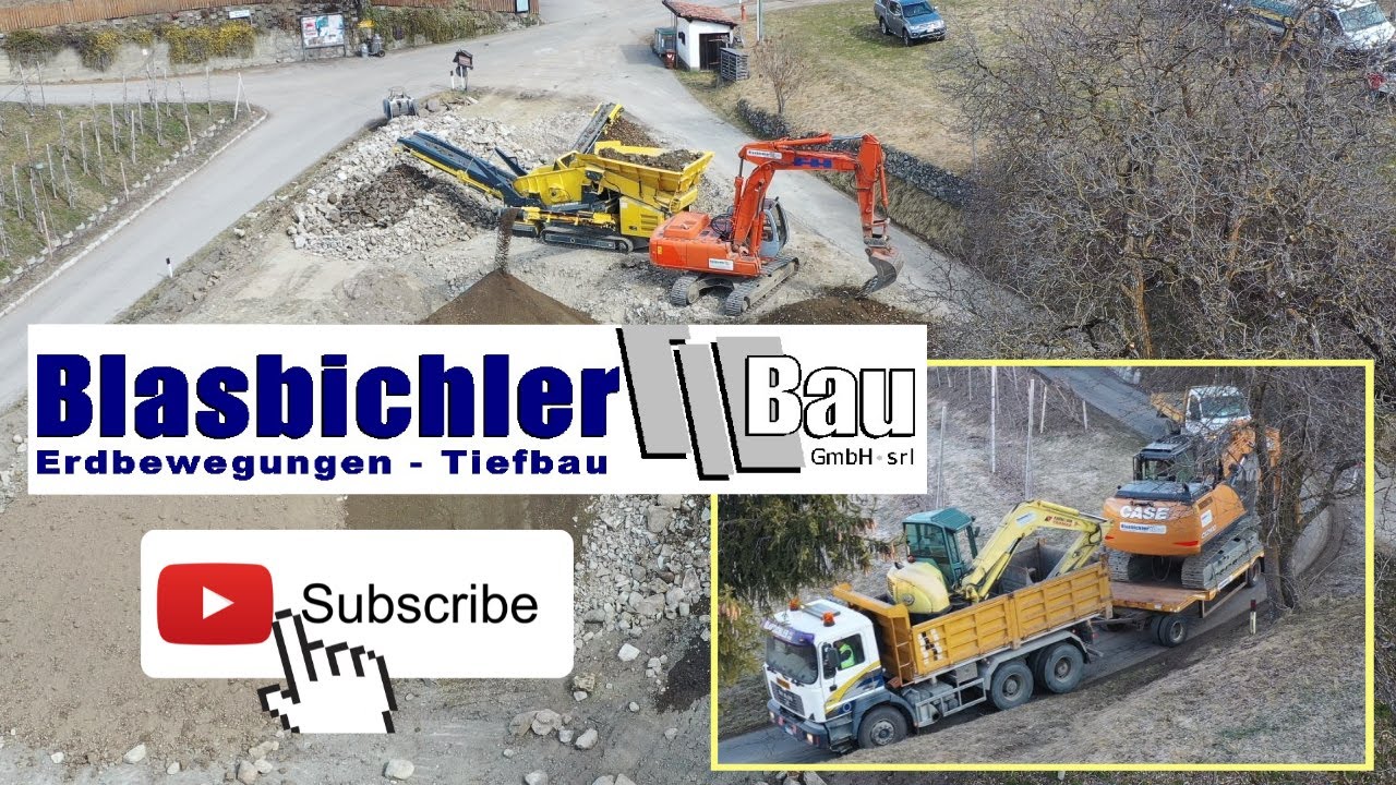 Abbruch, Recycling & Aushubarbeiten in Südtirol, Bagger Case CX 210D, Keestrack K3, Hitachi EX215