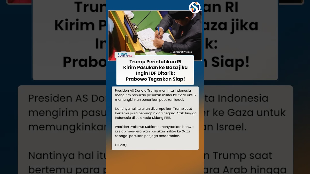 PERINTAH Donald Trump Minta RI Kirim Pasukan ke Gaza jika Ingin IDF Ditarik, Prabowo Tegaskan Siap!