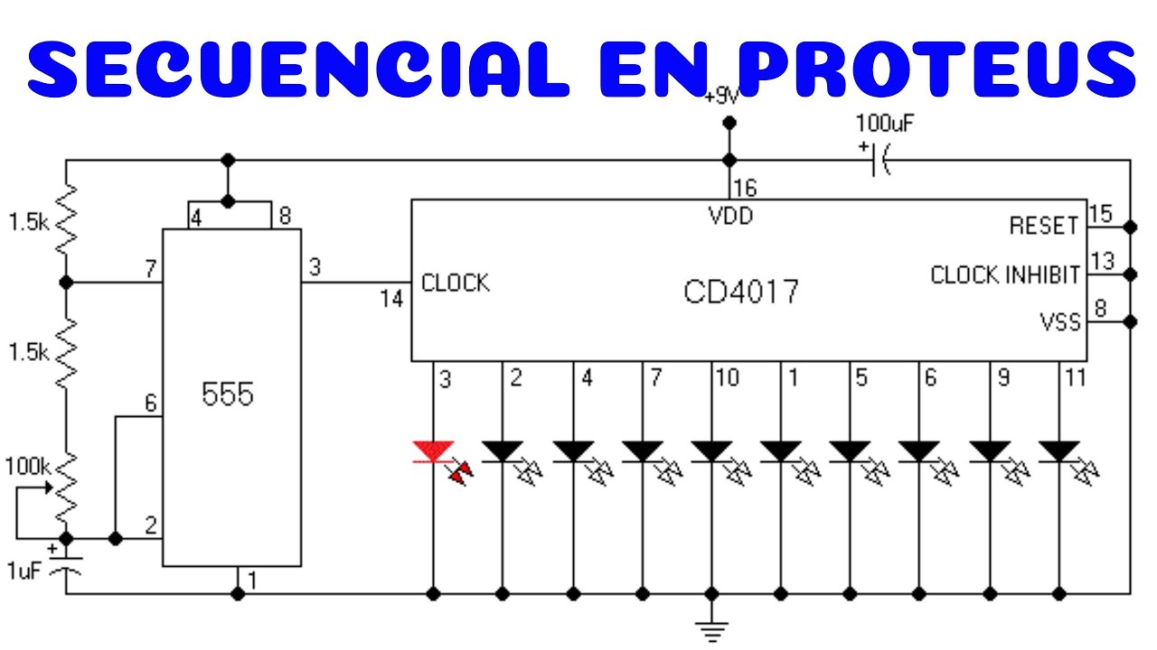 Cómo hacer una secuencia de leds con 555 y 4017