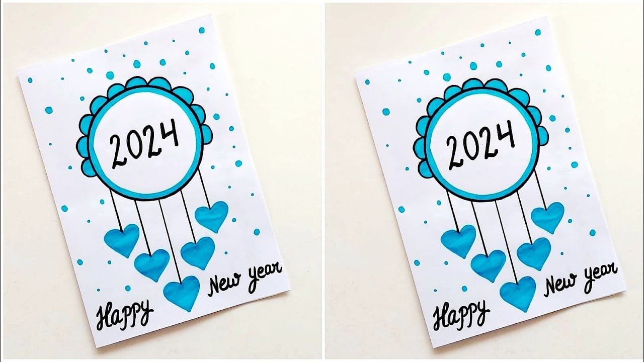 Easy & Beautiful white paper New year Card making |Handmade Happy New year 2024 |DIY Greeting Card