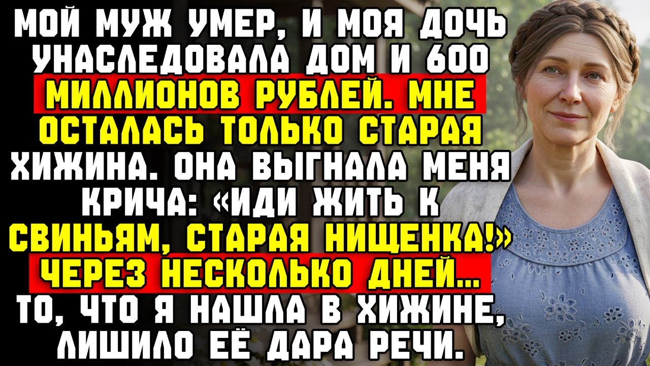 Мой муж умер, и моя дочь унаследовала дом и 6 миллионов долларов. Мне осталась только хижина.