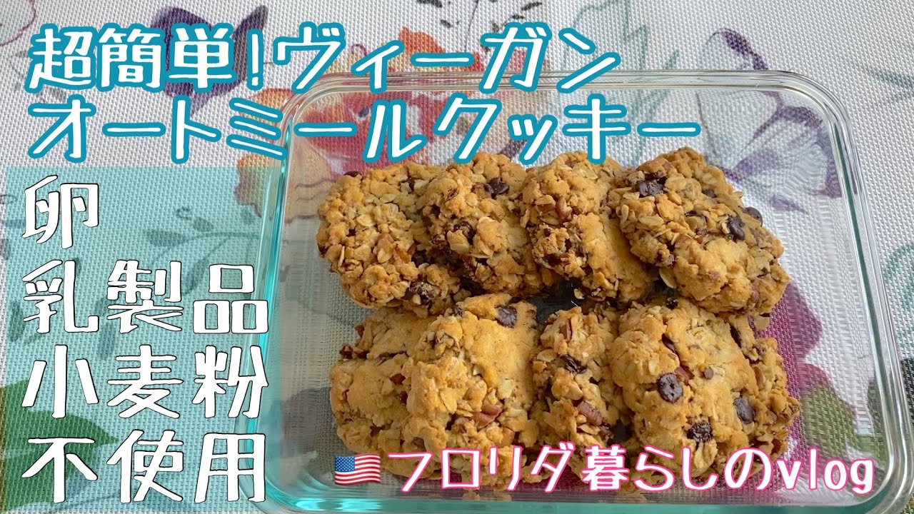 【ヴィーガンオートミールクッキー】🇺🇸フロリダ暮らしのvlog🍪大好きなポトスを増殖中！我が家の定番オートミールクッキー🍪簡単美味しいヘルシー！おやつ朝食にも😊