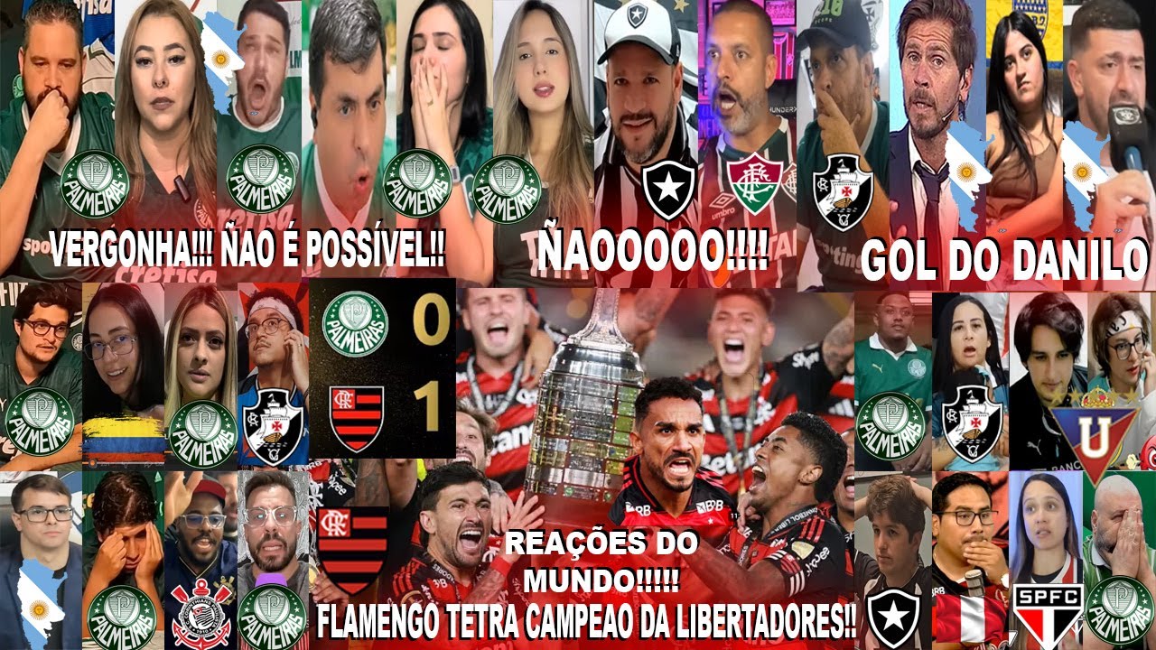 REAÇÕES PALMEIRENSES E DO MUNDO AO PALMEIRAS 0X1 FLAMENGO TETRACAMPEÃO DA LIBERTADORES GOL DO DANILO
