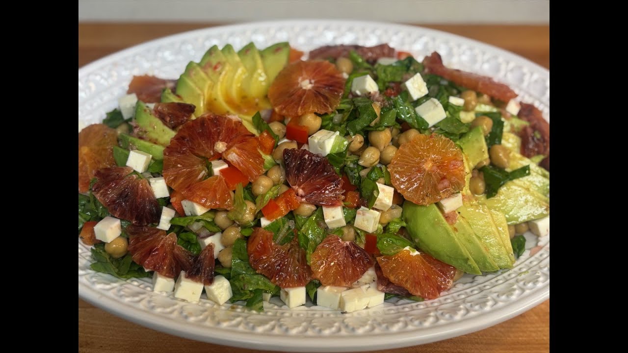Summer Salad | Garbanzo Bean Salad with Feta, Avocado & Blood Orange Dressing