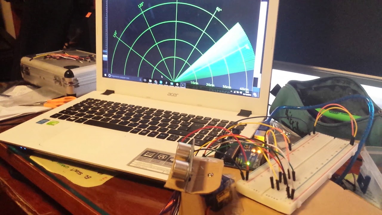 Proximity radar, with funduino uno and HC-SR4 from GearBest.com