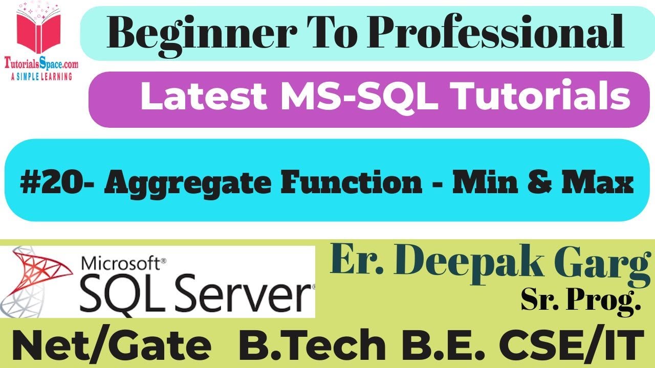 20 - Aggregate Functions MIN and MAX in SQL | How to Find the Smallest and Largest Values