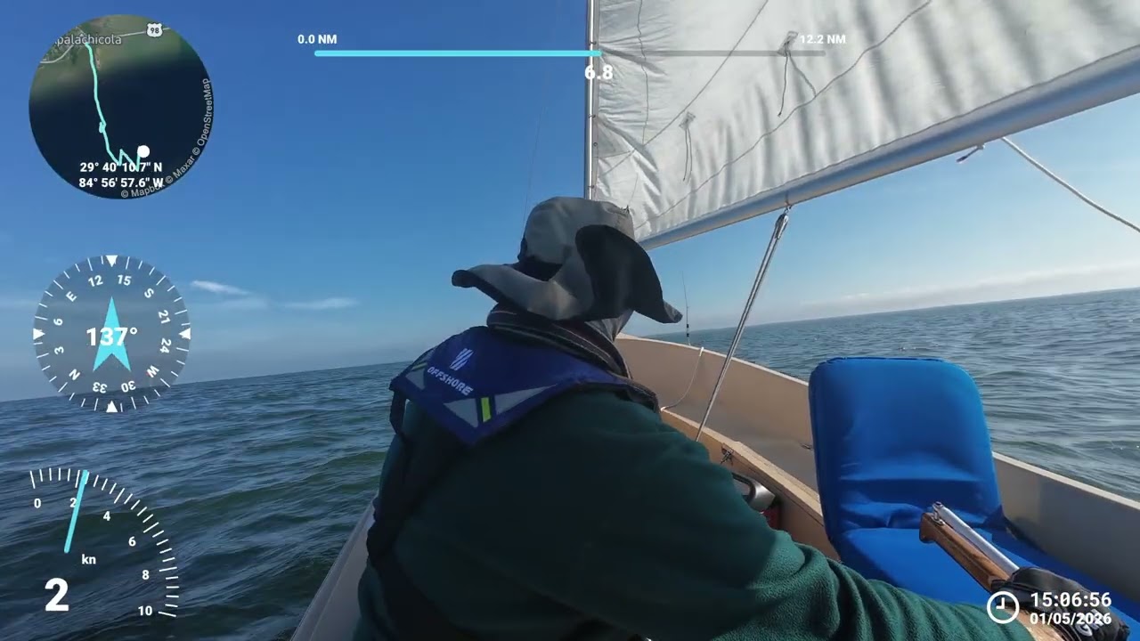 Sailing Apalachicola Bay in Com-Pac Picnic Cat | Jan 5, 2026