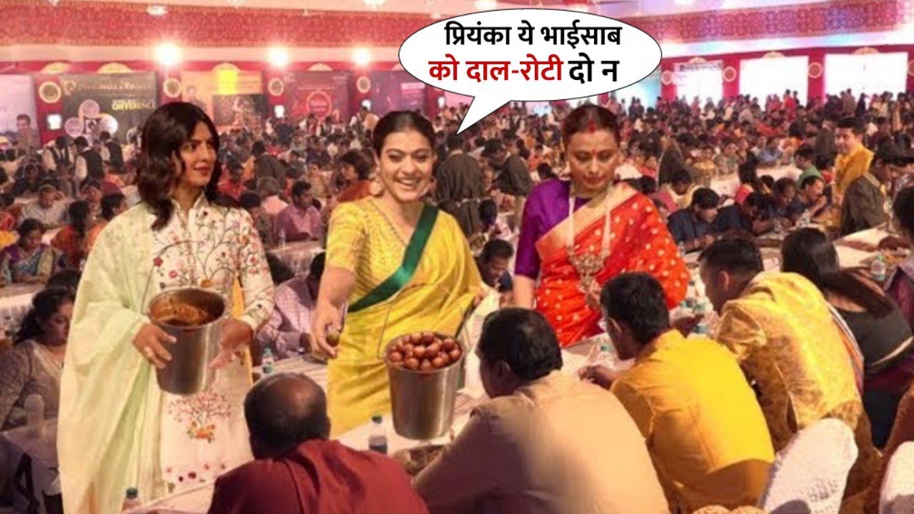 Kajol, Priyanka and Rani Serves Food To Poor People at @DurgaPujaUtsav2019 | Mukherjee Family
