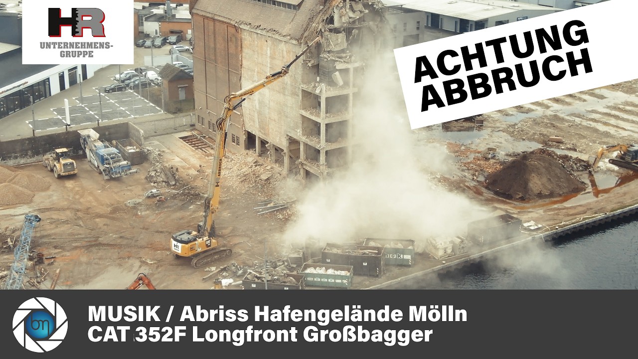 HR-Unternehmensgruppe - Abriss Hafengelände Mölln - CAT 352F Longfront Großbagger - HR Abbruch 2024