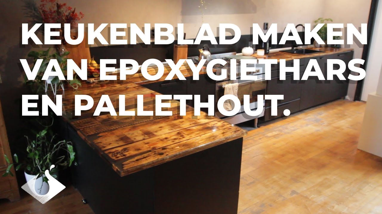 keukenblad van epoxygiethars en pallethout