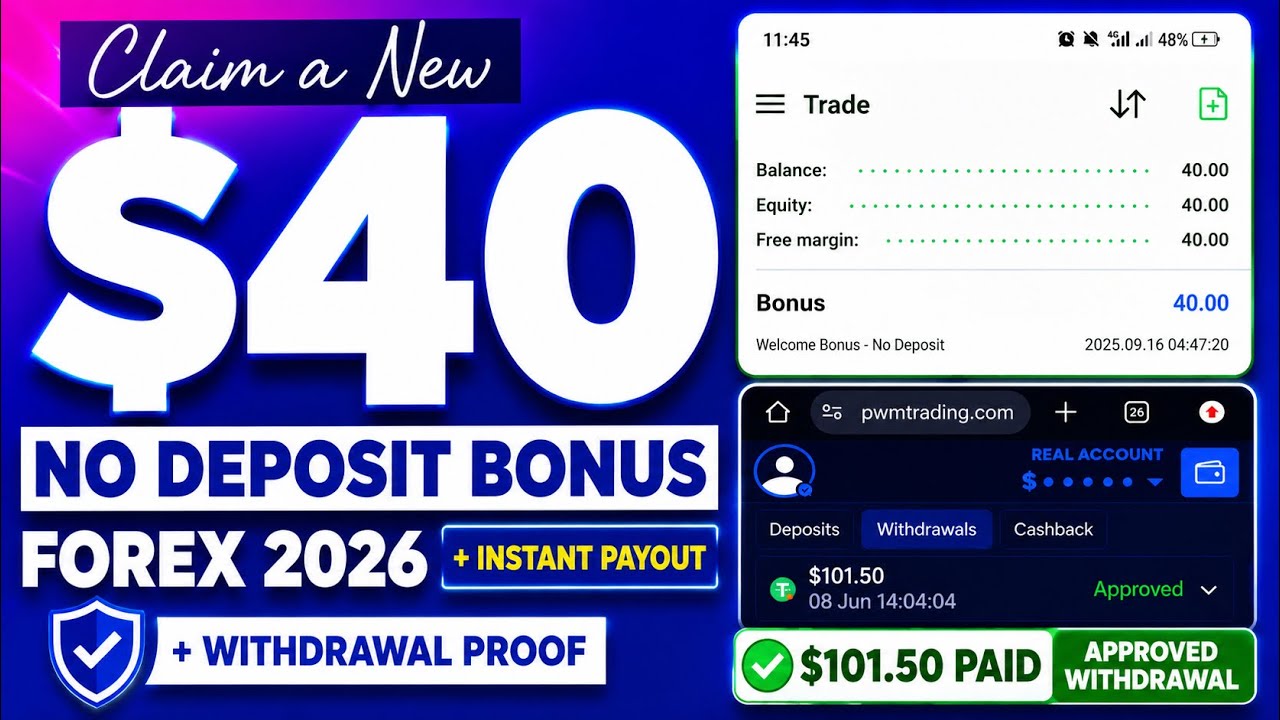 Claim A New $40 No Deposit Bonus Forex 2026 + Withdrawal Proof!