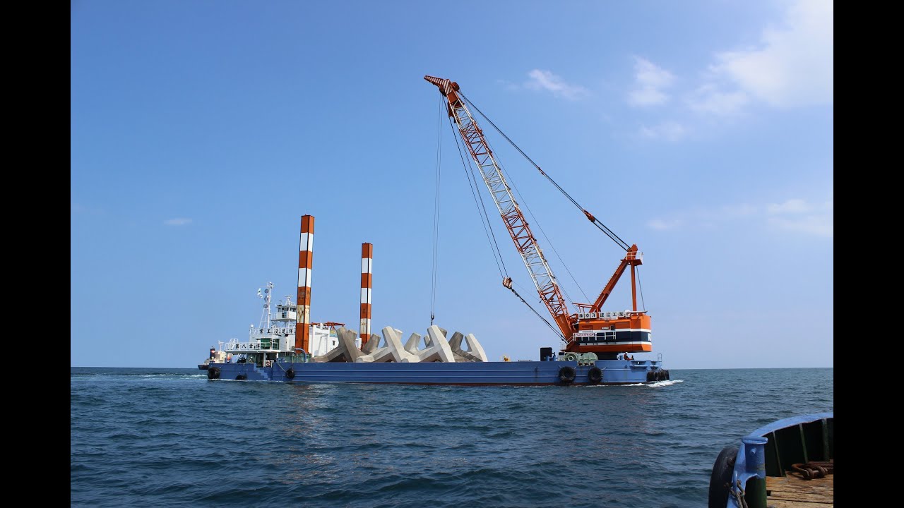 消波ブロック据付　ドロス80t型