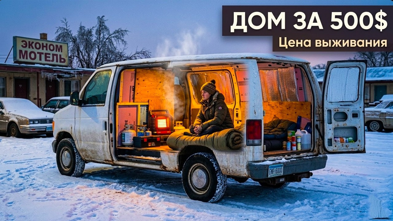 Дом из мусора и смекалки: Секреты зимнего выживания в дешевом фургоне.