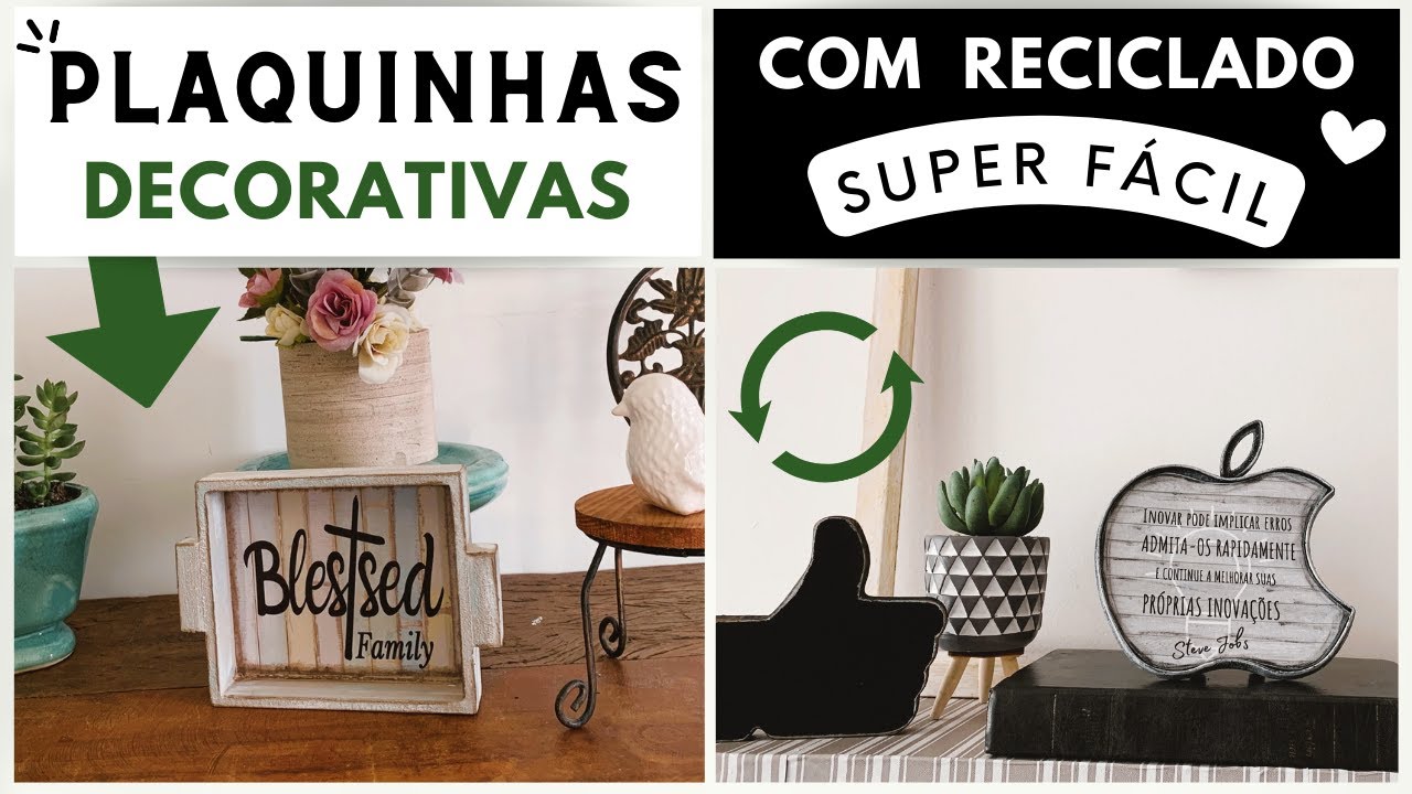 DIY: PLAQUINHAS DECORATIVAS R&Uacute;STICA E ESTILO LOUSA [COM FRASES]